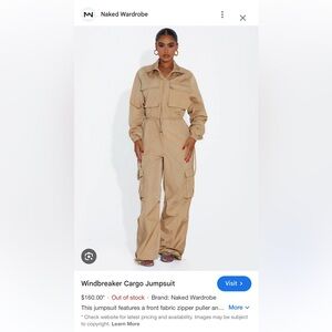 Naked Wardrobe Windbreaker Carbo Jumpsuit Size Medium